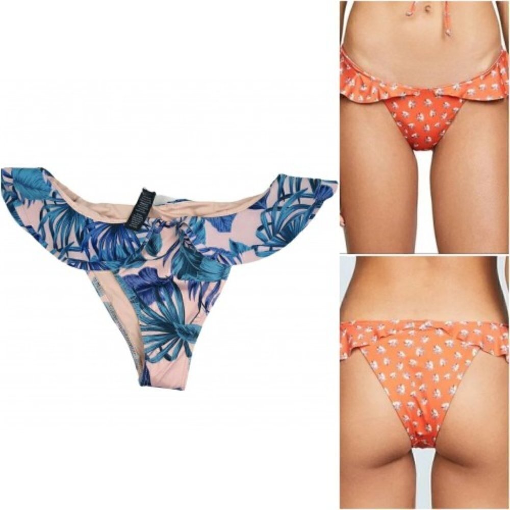 New Beach Riot Chloe Bikini Bottom Small Floral Ruffled - Picture 7 of 7
